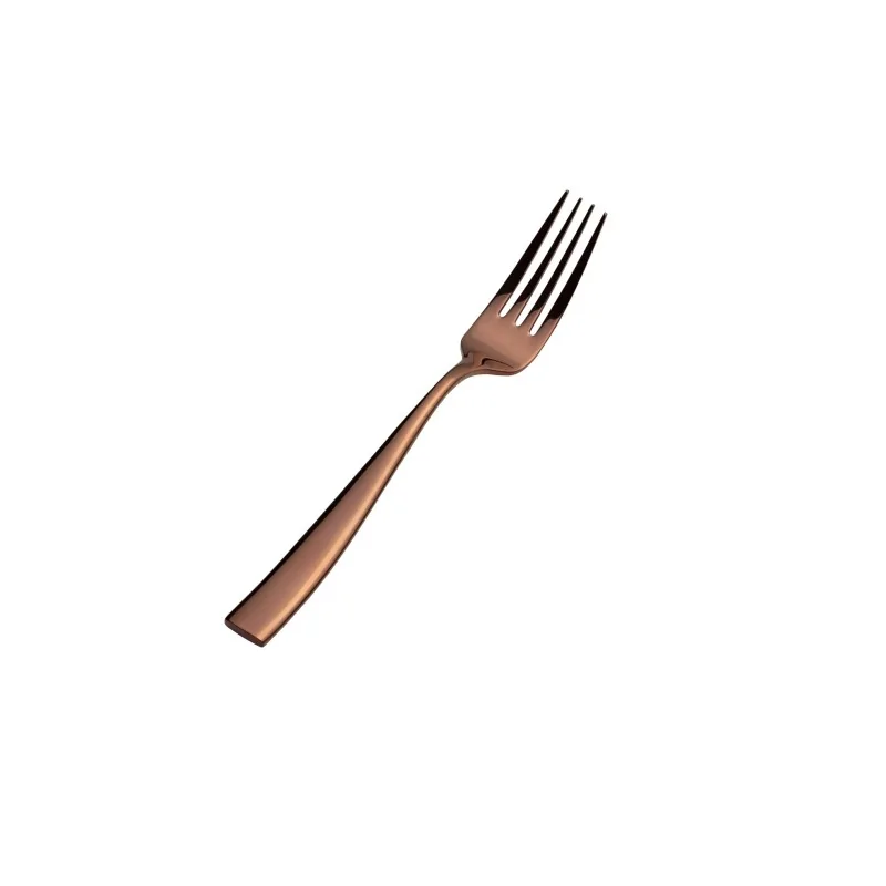 Bon Chef Manhattan European Dinner Fork - 8 - 3/8" - Rose Gold PVD Mirror Finish - Set of 12