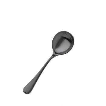 Bon Chef Como Bouillon Spoon - 6 - 3/8" - Black Matte - Set of 12