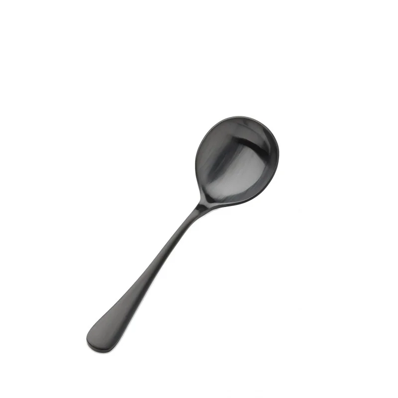 Bon Chef Como Bouillon Spoon - 6 - 3/8" - Black Matte - Set of 12