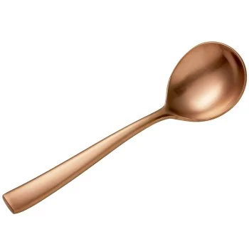 Bon Chef Manhattan Bouillon Spoon - 6 - 3/8" - Rose Gold Matte Finish - Set of 12