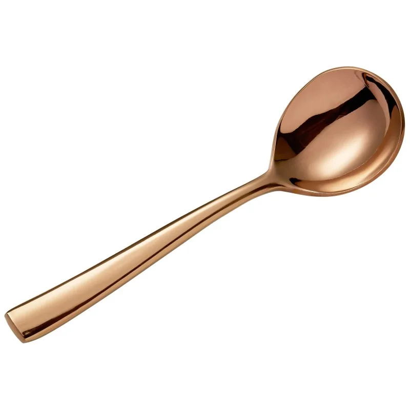 Bon Chef Manhattan Bouillon Spoon - 6.38" - Rose Gold PVD - Mirror Finish - Set of 12