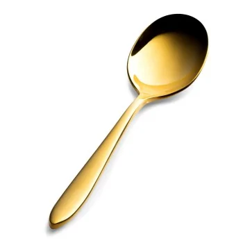 Bon Chef Luce Bouillon Spoon - 6.36" - Gold Matte Finish - Set of 12