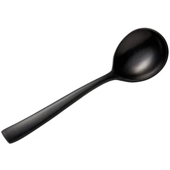 Bon Chef Manhattan Bouillon Spoon - 6.38" - Black PVD - Matte Finish - Set of 12