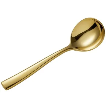 Bon Chef Manhattan Bouillon Spoon - 6.38" - Gold PVD - Mirror Finish - Set of 12