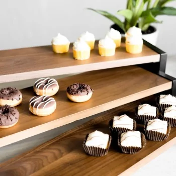Bon Chef Nesting Buffet Stand - 6.5" High - Black Walnut