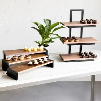 Bon Chef Nesting Buffet Stand - 6.5" High - Black Walnut
