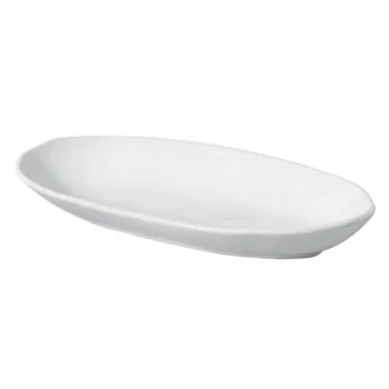 Stoneware New White Organic Deep Oval Platter Large - Diam. 12.6 x 6.3" - Pack of 12