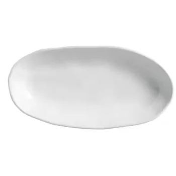 Stoneware New White Organic Deep Oval Platter Large - Diam. 12.6 x 6.3" - Pack of 12