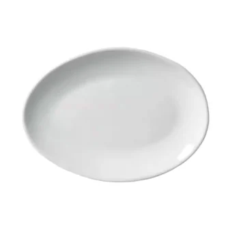Stoneware New White Organic Oval Dessert Plate - Diam. 8.86" - Pack of 12