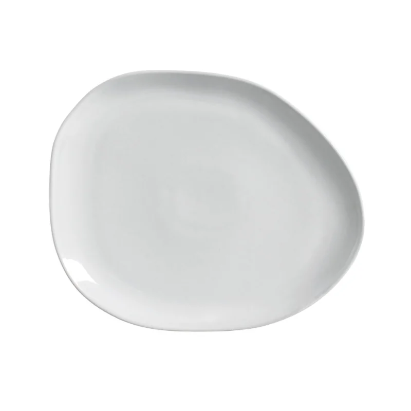 Stoneware New White Organic Oval Dinner Plate - Diam. 12.2" - Pack of 12