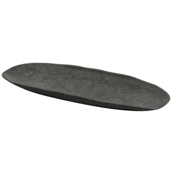 Stoneware Chromium Organic Shallow Oval Platter Large - Diam. 14.17 x 5.12" - Pack of 12