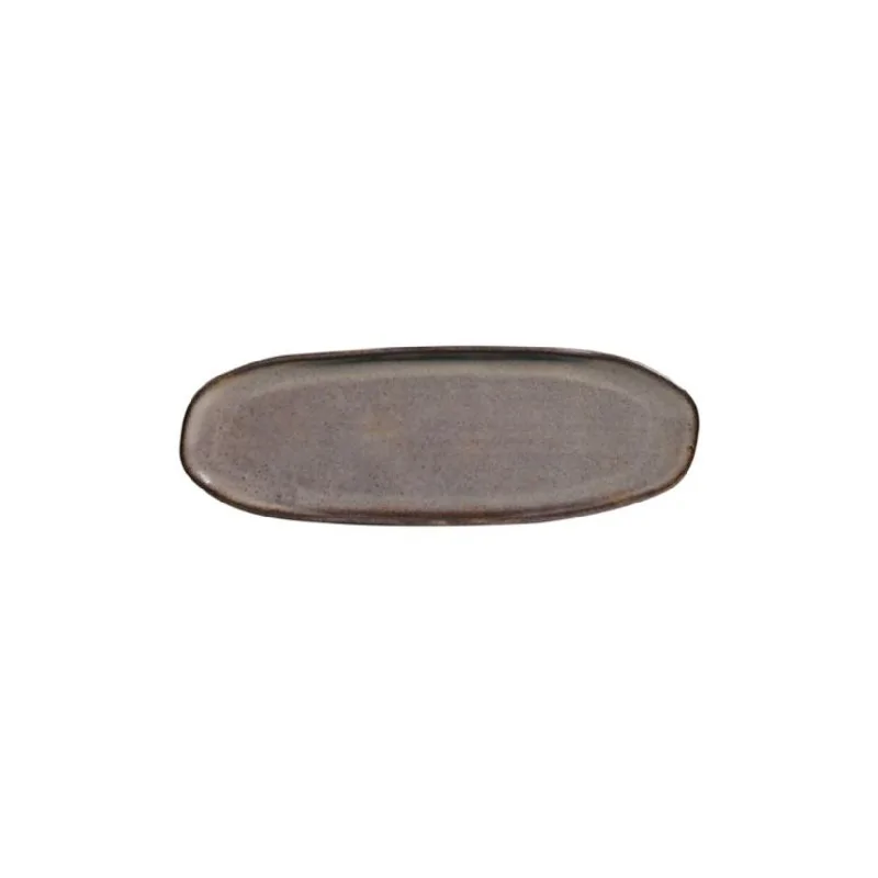 Stoneware Tourmaline Organic Shallow Oval Platter Large - Diam. 14.17 x 5.12" - Pack of 12