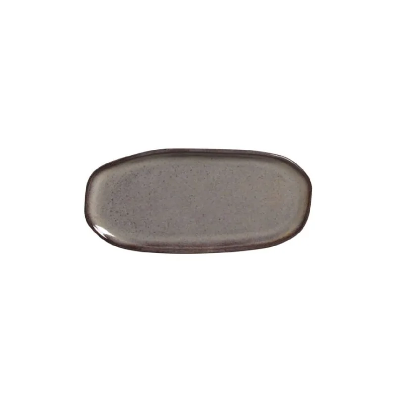 Stoneware Tourmaline Organic Shallow Oval Platter - Diam. 9.06 x 4.33" - Pack of 12