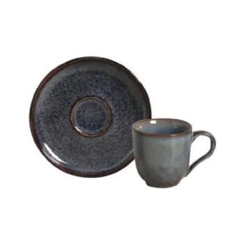 Stoneware Titanium Organic Coffee Cup & Bio Saucer - Pack of 12