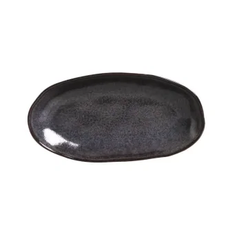 Stoneware Titanium Organic Deep Oval Platter Large - Diam. 12.6 x 6.3" - Pack of 12