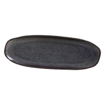 Stoneware Titanium Organic Shallow Oval Platter Large - Diam. 14.17 x 5.12" - Pack of 12