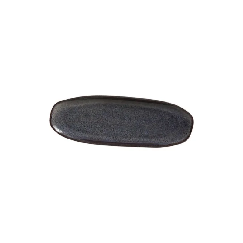 Stoneware Titanium Organic Shallow Oval Platter Large - Diam. 14.17 x 5.12" - Pack of 12
