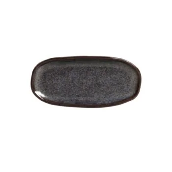 Stoneware Titanium Organic Shallow Oval Platter - Diam. 6.5 x 3.15" - Pack of 12