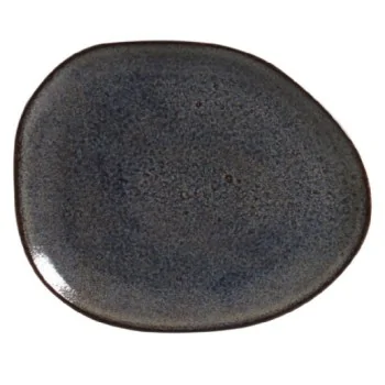 Stoneware Titanium Organic Oval Dinner Plate - Diam. 12.2" - Pack of 12