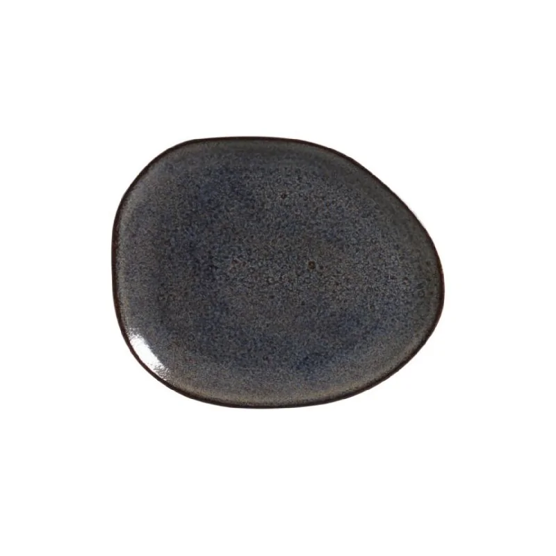 Stoneware Titanium Organic Oval Dinner Plate - Diam. 12.2" - Pack of 12