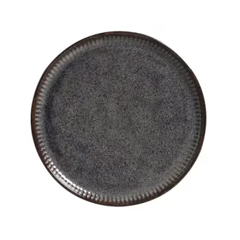 Stoneware Titanium Organic Oval Dessert Plate - Diam. 8.86" - Pack of 12