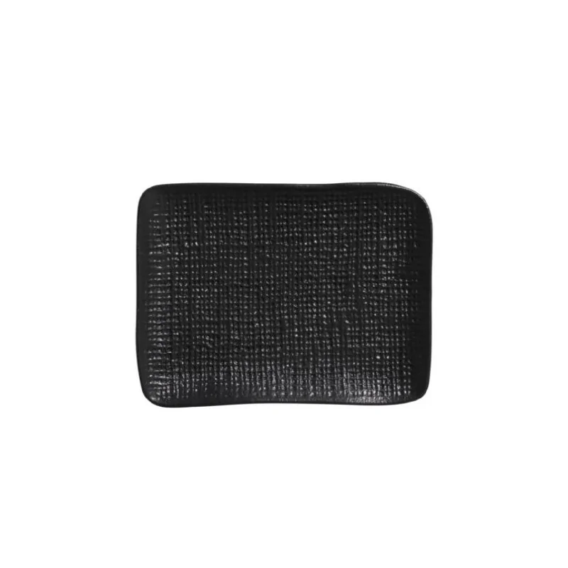Stoneware Matte Black Rectangular Platter Juta - Diam. 7.08 x 5.51" - Pack of 12 Stoneware Matte Black Rectangular Platter Juta - Diam. 7.08 x 5.51" - Pack of 12