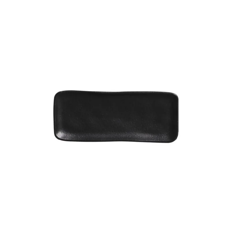 Stoneware Matte Black Organic Rectangular Platter - Diam. 8.66 x 3.74" - Pack of 12 Stoneware Matte Black Organic Rectangular Platter - Diam. 8.66 x 3.74" - Pack of 12