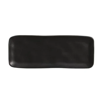 Stoneware Matte Black Organic Rectangular Platter Medium - Diam. 12.99 x 5.12" - Pack of 12