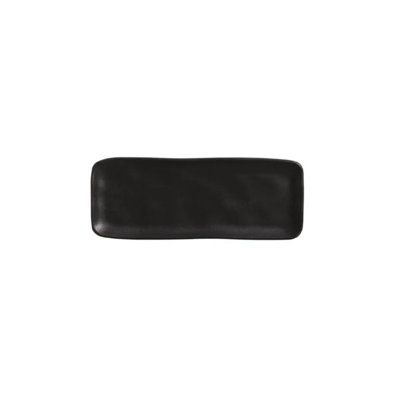 Stoneware Matte Black Organic Rectangular Platter Medium - Diam. 12.99 x 5.12" - Pack of 12