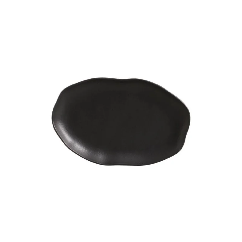 Stoneware Matte Black Shallow Oval Platter Medium Bio - Diam. 11.81 x 7.87" - Pack of 12 Stoneware Matte Black Shallow Oval Platter Medium Bio - Diam. 11.81 x 7.87" - Pack of 12