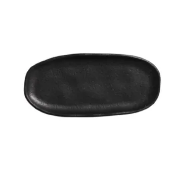 Stoneware Matte Black Organic Shallow Oval Platter - Diam. 6.5 x 3.15" - Pack of 12