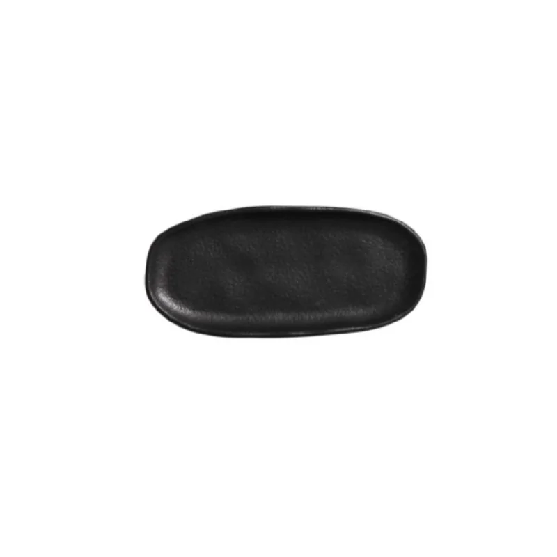 Stoneware Matte Black Organic Shallow Oval Platter - Diam. 6.5 x 3.15" - Pack of 12 Stoneware Matte Black Organic Shallow Oval Platter - Diam. 6.5 x 3.15" - Pack of 12