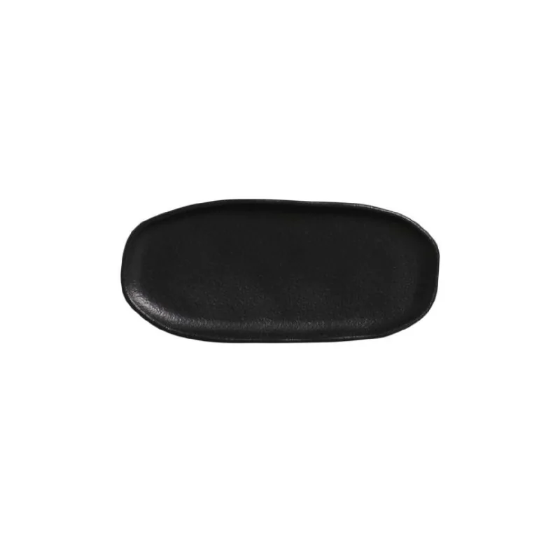 Stoneware Matte Black Organic Shallow Oval Platter - Diam. 9.06 x 4.33" - Pack of 12 Stoneware Matte Black Organic Shallow Oval Platter - Diam. 9.06 x 4.33" - Pack of 12