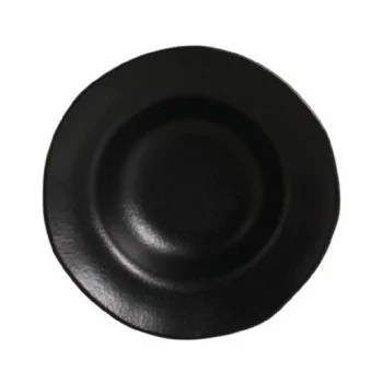 Stoneware Matte Black Deep Rim Plate - Diam. 7.48 x 2.17" - Pack of 12