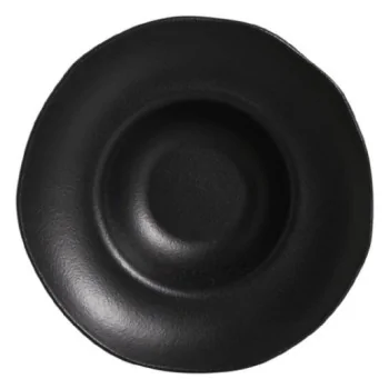 Stoneware Matte Black Deep Rim Plate - Diam. 11.02 x 2.56" - Pack of 12