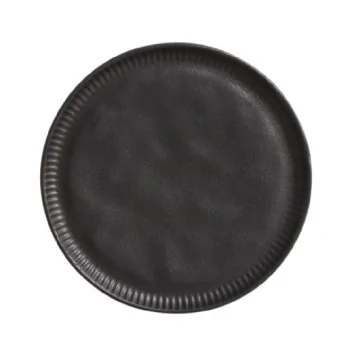Stoneware Matte Black Linhas Dessert Plate - Diam. 8.46" - Pack of 12