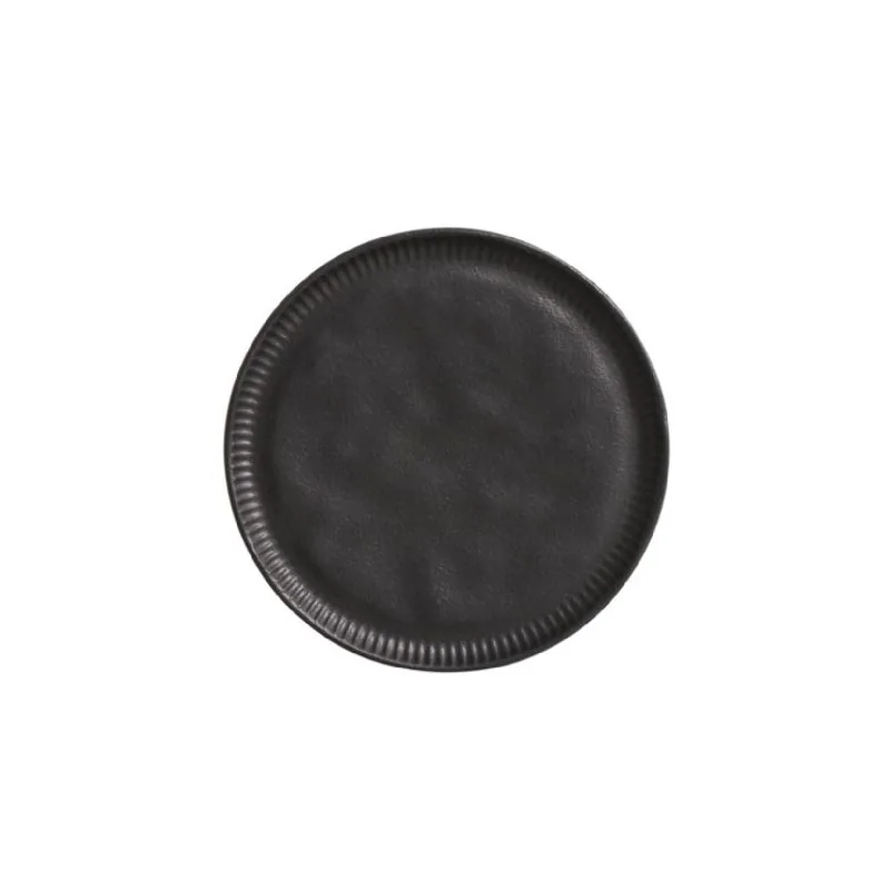 Stoneware Matte Black Linhas Dessert Plate - Diam. 8.46" - Pack of 12 Stoneware Matte Black Linhas Dessert Plate - Diam. 8.46" - Pack of 12