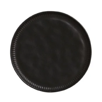 Stoneware Matte Black Linhas Dinner Plate - Diam. 10.83" - Pack of 12