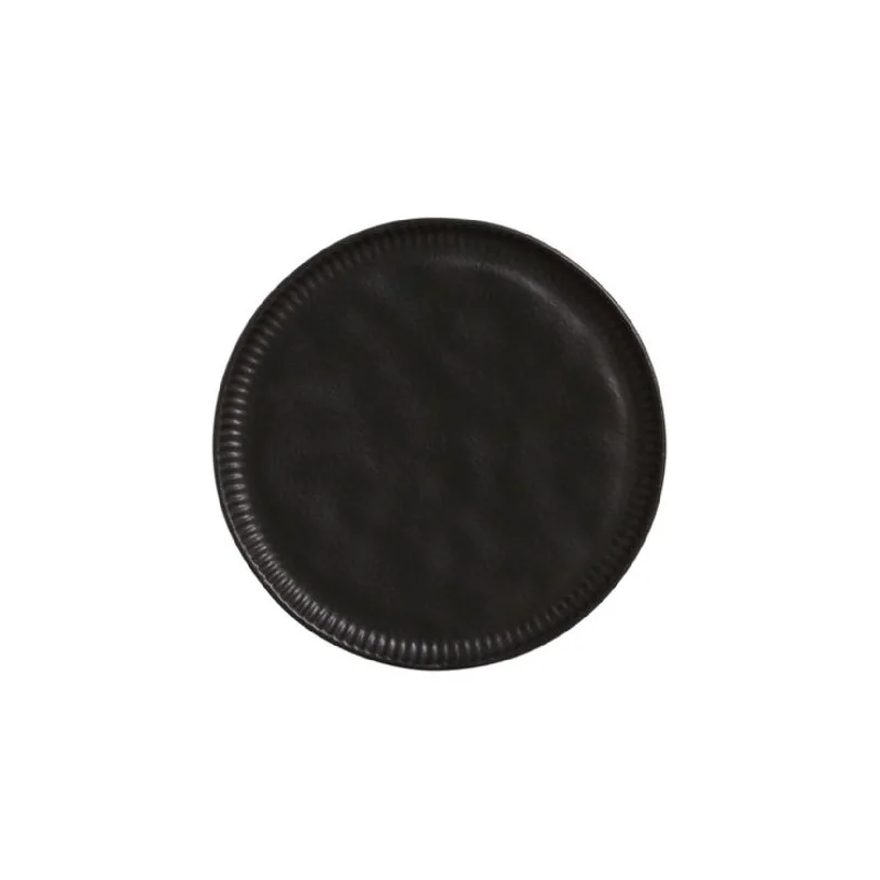 Stoneware Matte Black Linhas Dinner Plate - Diam. 10.83" - Pack of 12 Stoneware Matte Black Linhas Dinner Plate - Diam. 10.83" - Pack of 12