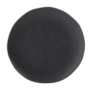 Stoneware Matte Black Organic Dinner Plate - Diam. 10.43" - Pack of 12