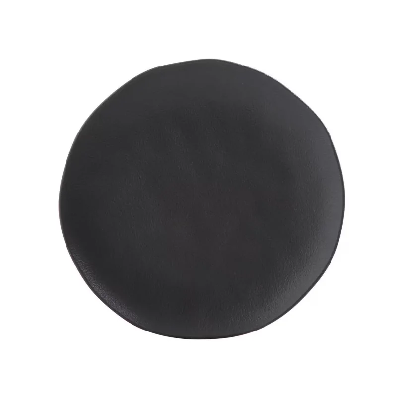 Stoneware Matte Black Organic Dinner Plate - Diam. 10.43" - Pack of 12