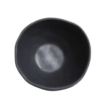 Stoneware Matte Black Organic Bowl - Diam. 5.24" - Pack of 12