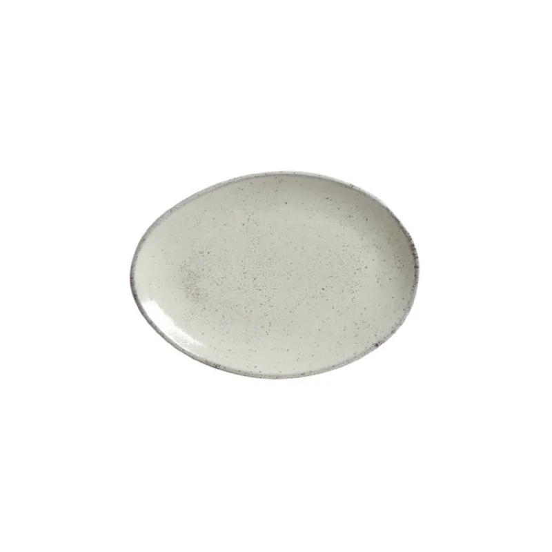 Stoneware Pistache Organic Oval Dessert Plate - Diam. 8.86" - Pack of 12