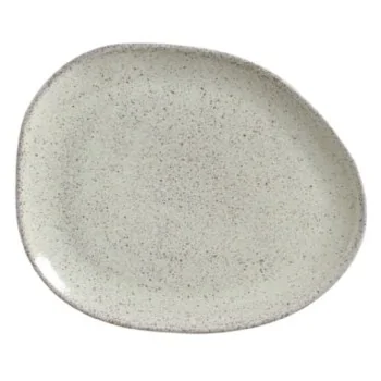 Stoneware Pistache Organic Oval Dinner Plate - Diam. 12.2" - Pack of 12