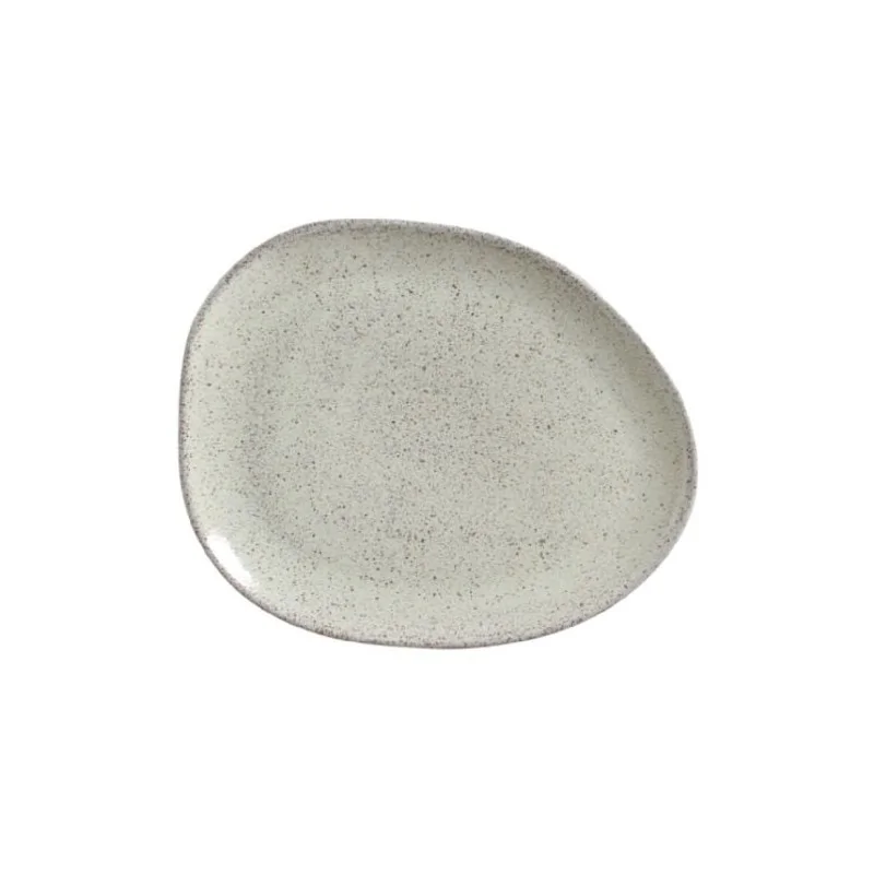 Stoneware Pistache Organic Oval Dinner Plate - Diam. 12.2" - Pack of 12