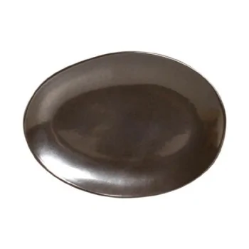Stoneware Metallica Organic Oval Dessert Plate - Diam. 8.86" - Pack of 12