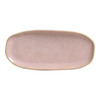 Stoneware Litchi Organic Shallow Oval Platter - Diam. 9.06 x 4.33" - Pack of 12