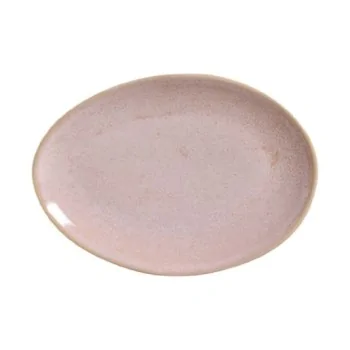 Stoneware Litchi Organic Oval Dessert Plate - Diam. 8.86" - Pack of 12