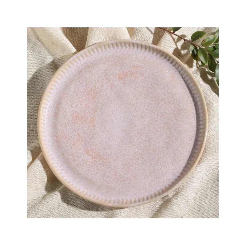 Stoneware Litchi Linhas Dinner Plate - Diam. 10.83" - Pack of 12