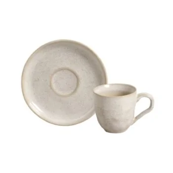 Stoneware Latte Organic Coffee Cup & Bio Saucer - Pack of 12
